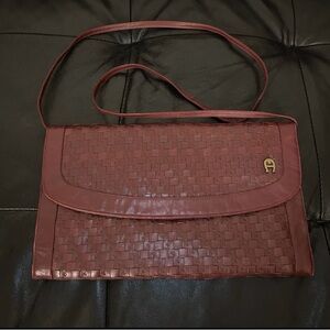Etienne Aigner Burgundy Woven Shoulder Bag